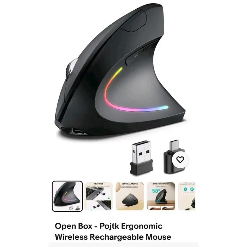 🔥 Pojtk Ergonomic Wireless Rechargeable Mouse New🔥